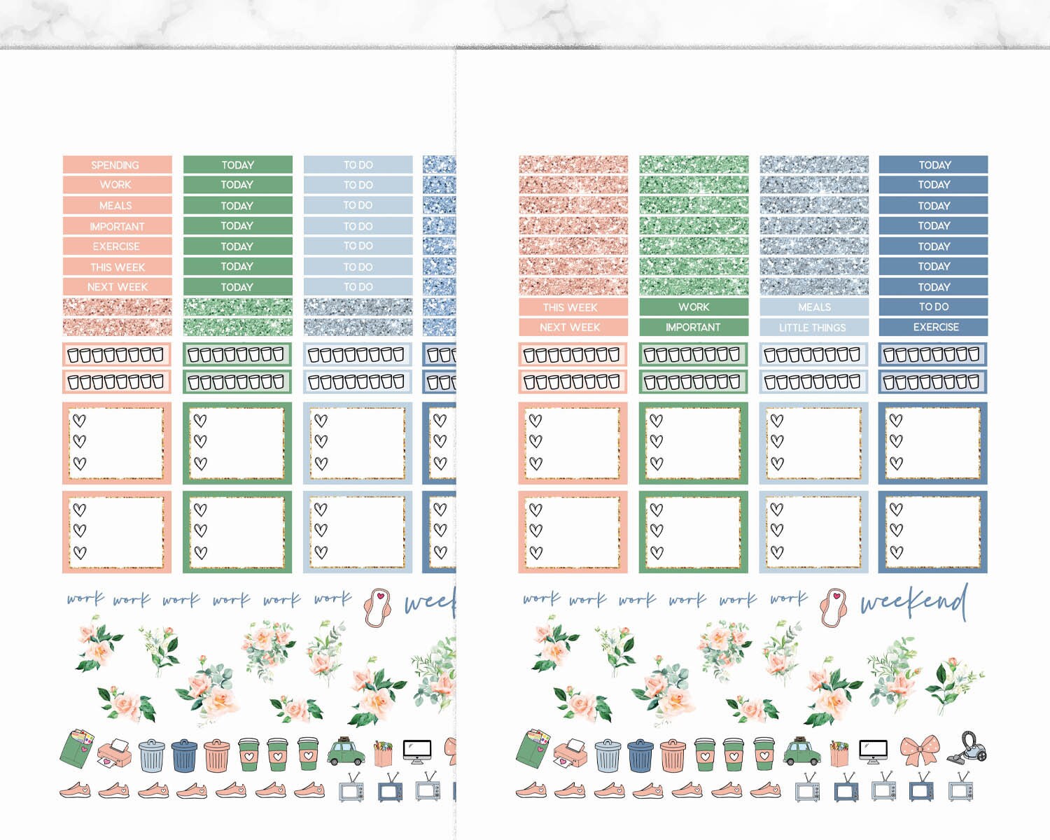 Erin Condren Planner Stickers Printable, Planner Stickers, Watercolor ...