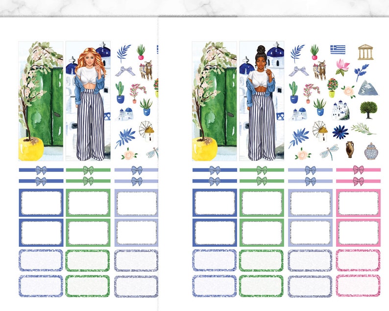 Santorini Printable Stickers Kit Erin Condren Planner - Etsy