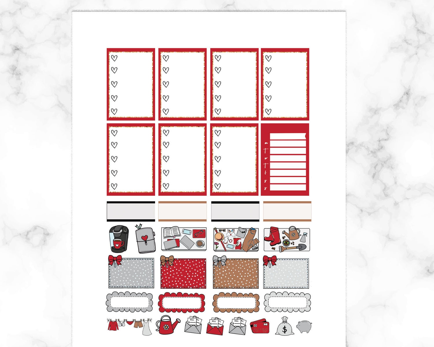 Valentines Day Happy Planner Printable Kit Weekly Vertical - Etsy