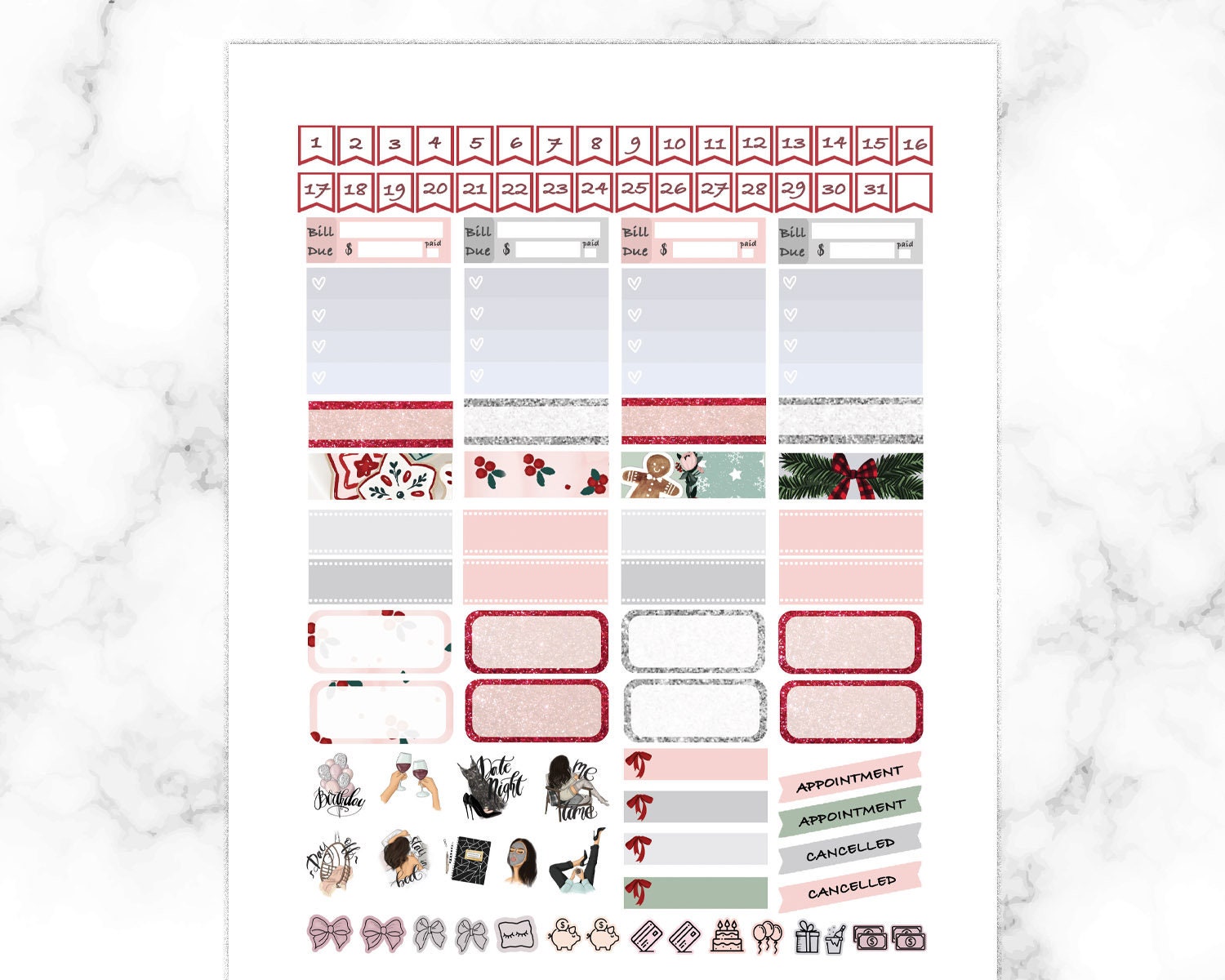 November Monthly Kit Erin Condren Life Planner Stickers Vertical View ...