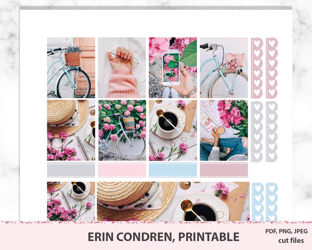 Erin Condren Printable Planner Stickers With Flowers, Full Photo Kit ...