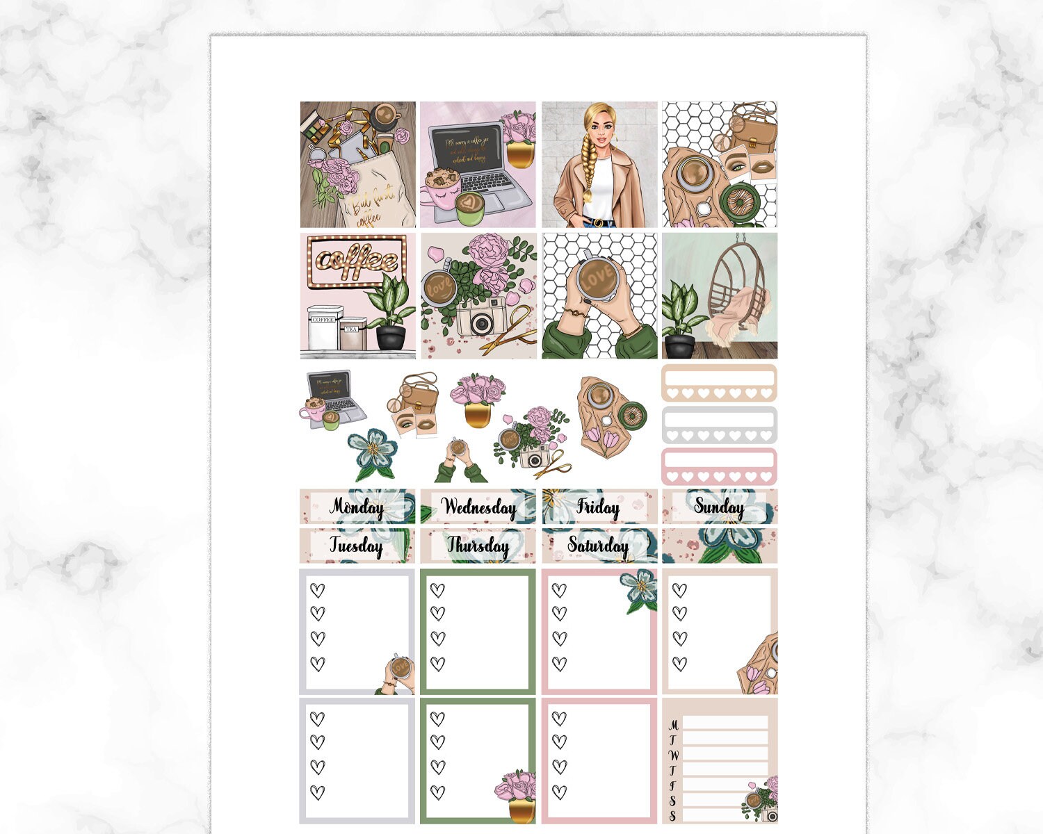 Coffee Please Erin Condren Horizontal Planner Stickers Printable Weekly ...