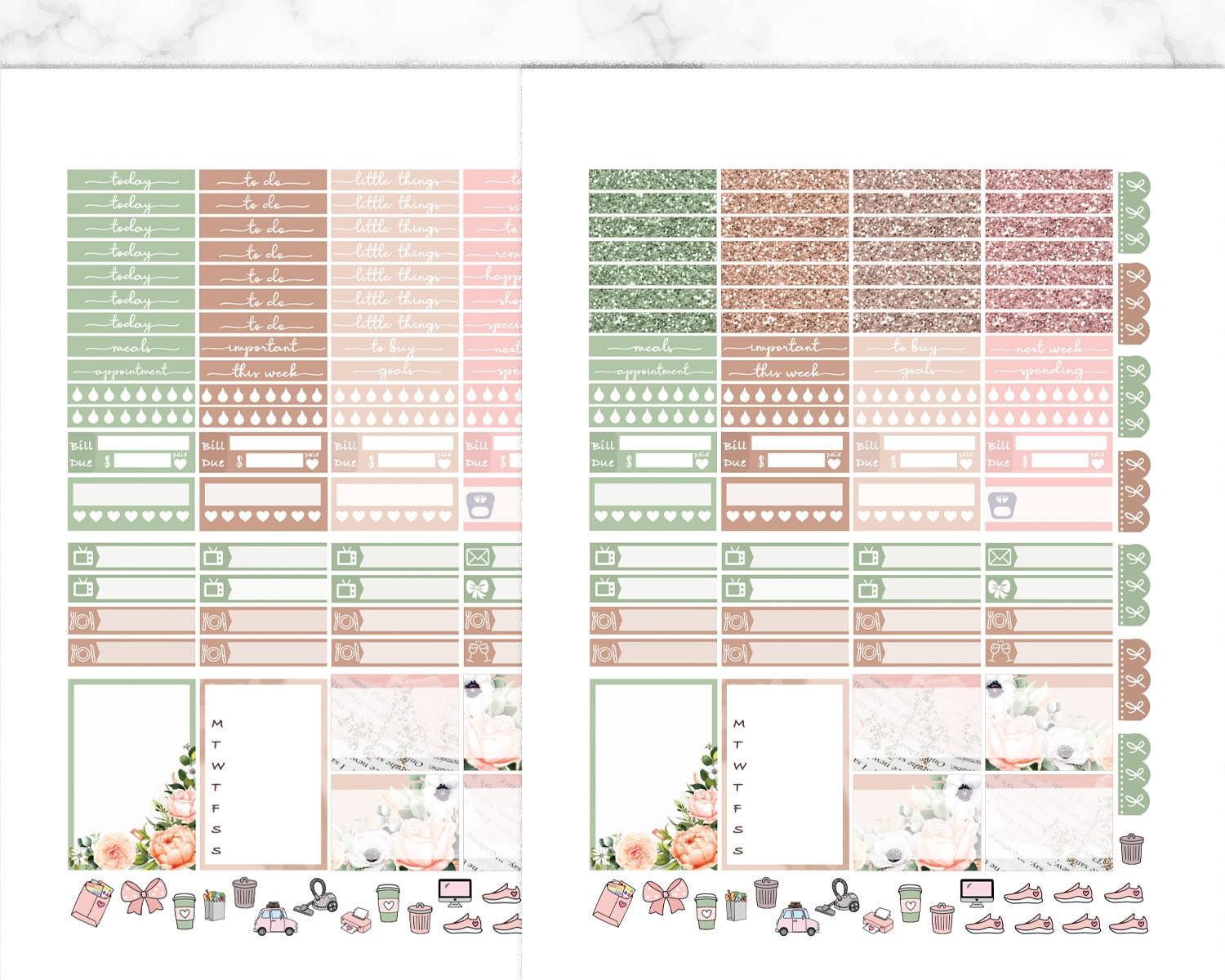 Floral Stickers for Happy Planner Stickers, Printable MAMBI Kit ...