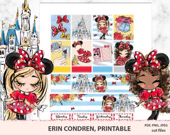 Мagical journey Erin Condren printable planner stickers, theme park planner kit, Carnival spread, Festival ECLP weekly kit Silhouette files