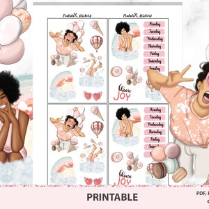 Wees positieve journal printable stickers, ECLP joy deco sticker pack. Wellness weekpakket houdt van gelukkige dagen. Downloadbare PDF PNG Silhouette-bestanden