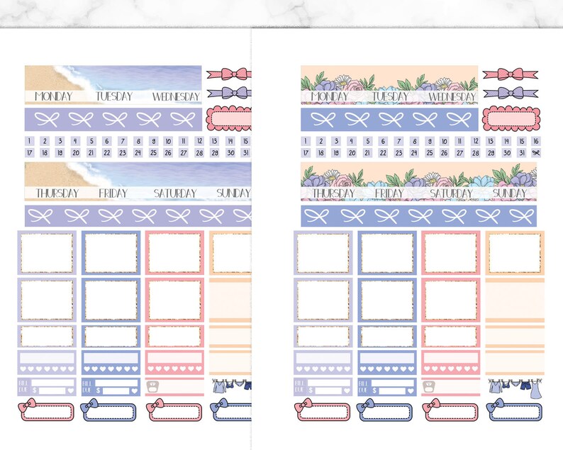 Weekly Sticker Kit Printable for Happy Planner Vertical, Beach Picnic ...