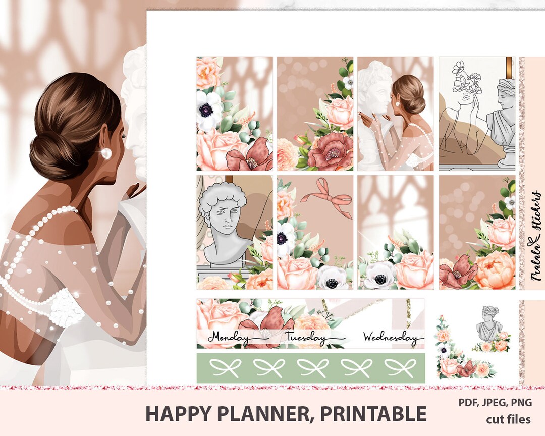 Floral Stickers for Happy Planner Stickers, Printable MAMBI Kit ...