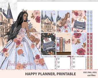 Autumn fairytale Happy planner printable planner stickers, MAMBI fall planner printable, printable weekly kit, Silhouette cut files
