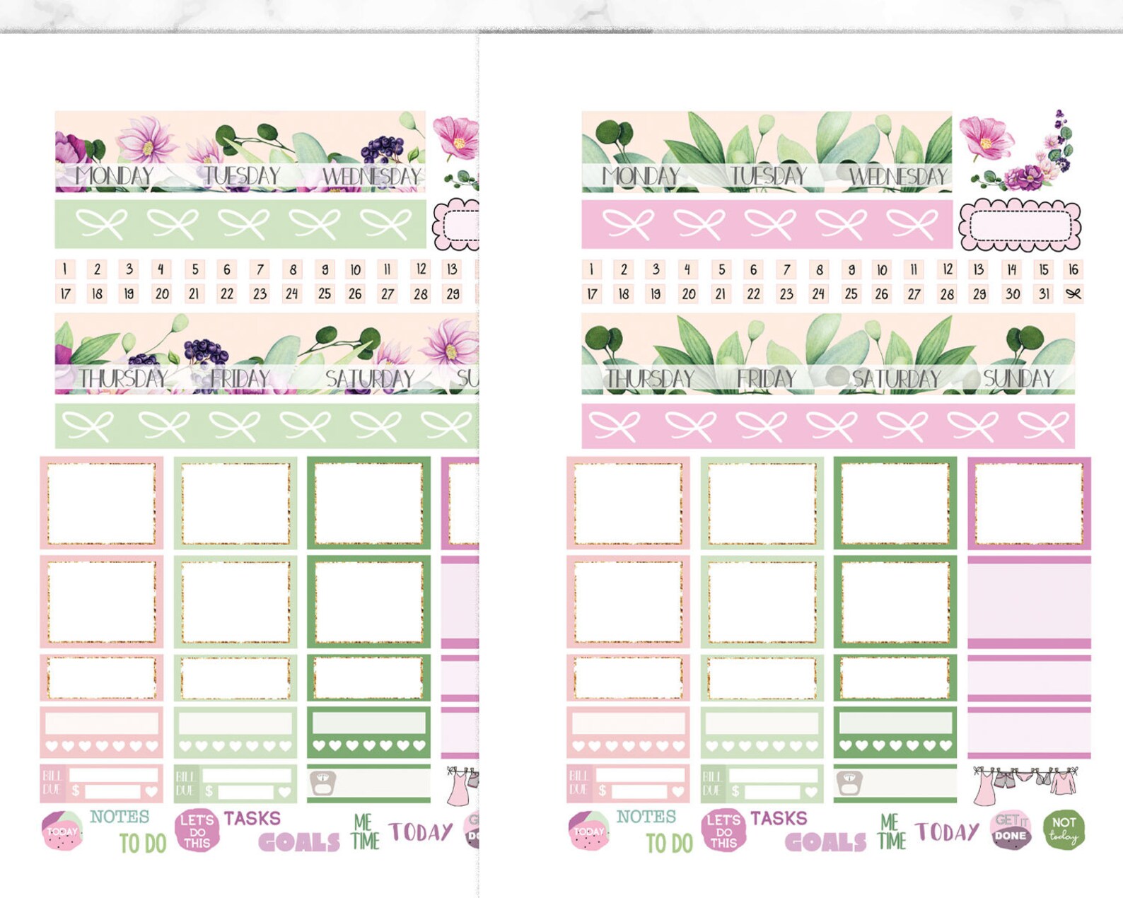 Purple Watercolor Flowers Happy Planner Stickers Printable | Etsy