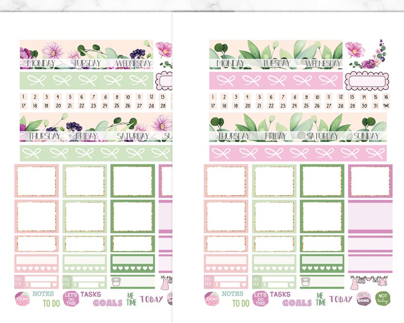 Purple Watercolor Flowers Happy Planner Stickers Printable | Etsy