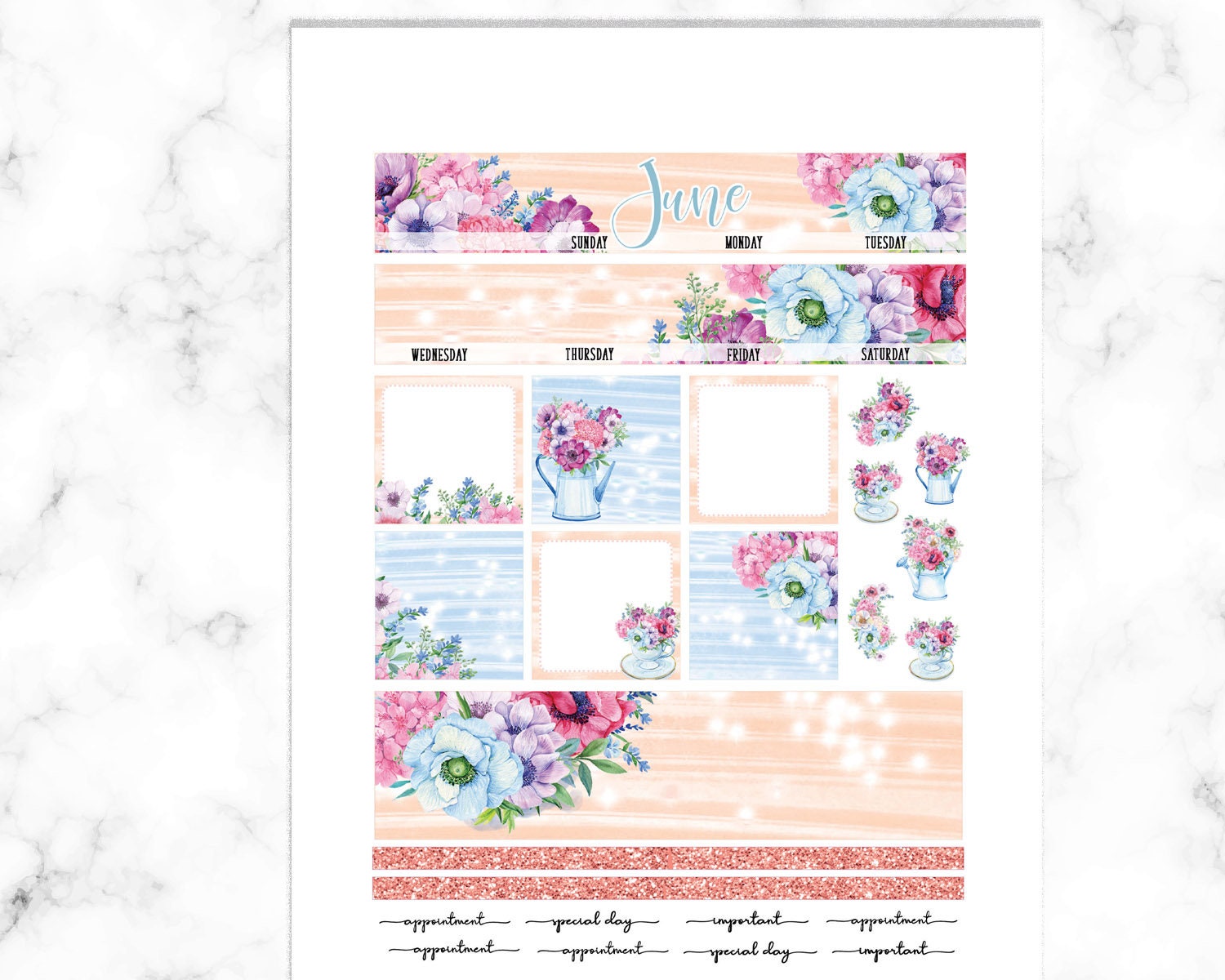 June Printable Monthly Kit May Monthly Happy Planner MAMBI - Etsy