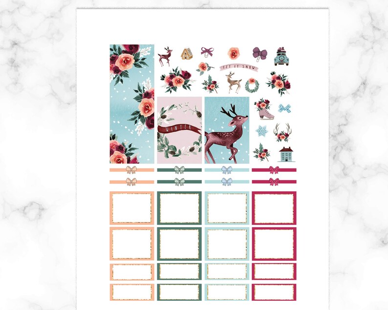 Watercolor Winter Happy Planner Printable Kit, Pastel Colors Spread ...
