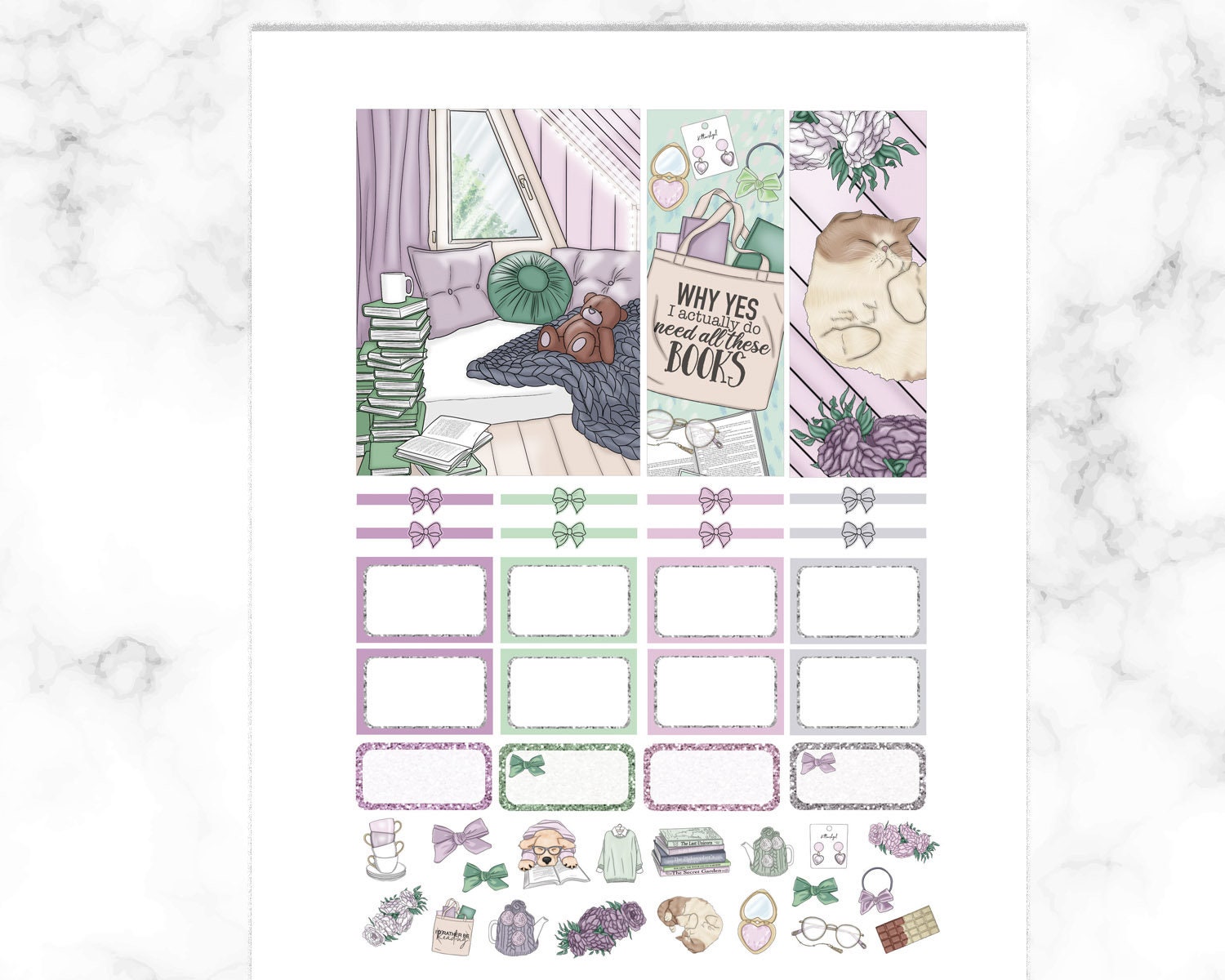 Printable Planner Stickers Erin Condren Book Lover Book Nerd | Etsy