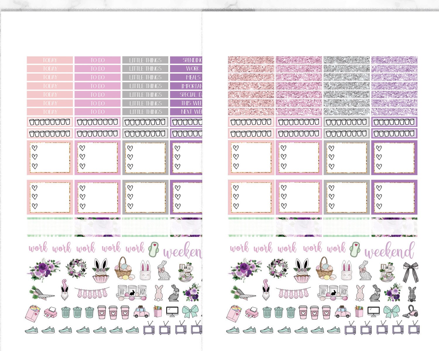 Purple EASTER Planner Stickers Printable MAMBI Sticker Kit - Etsy