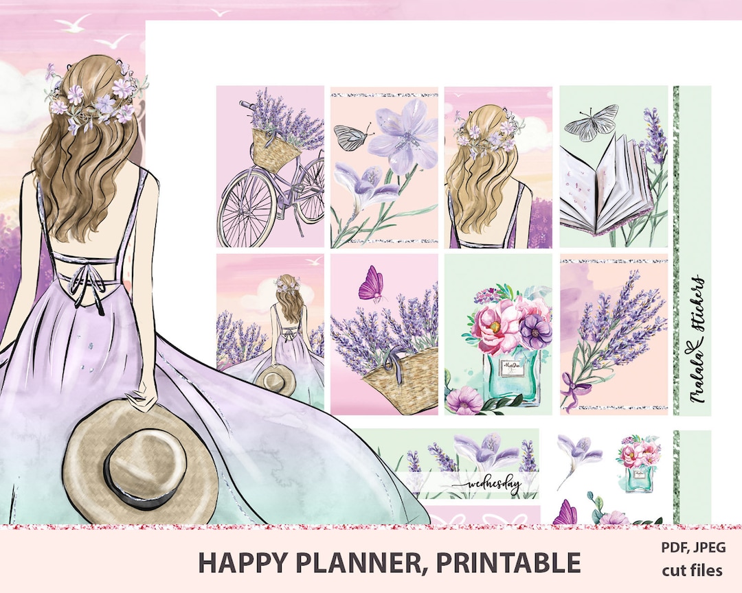 Lavender Fields Happy Planner Stickers Printable, Printable Weekly Kit ...