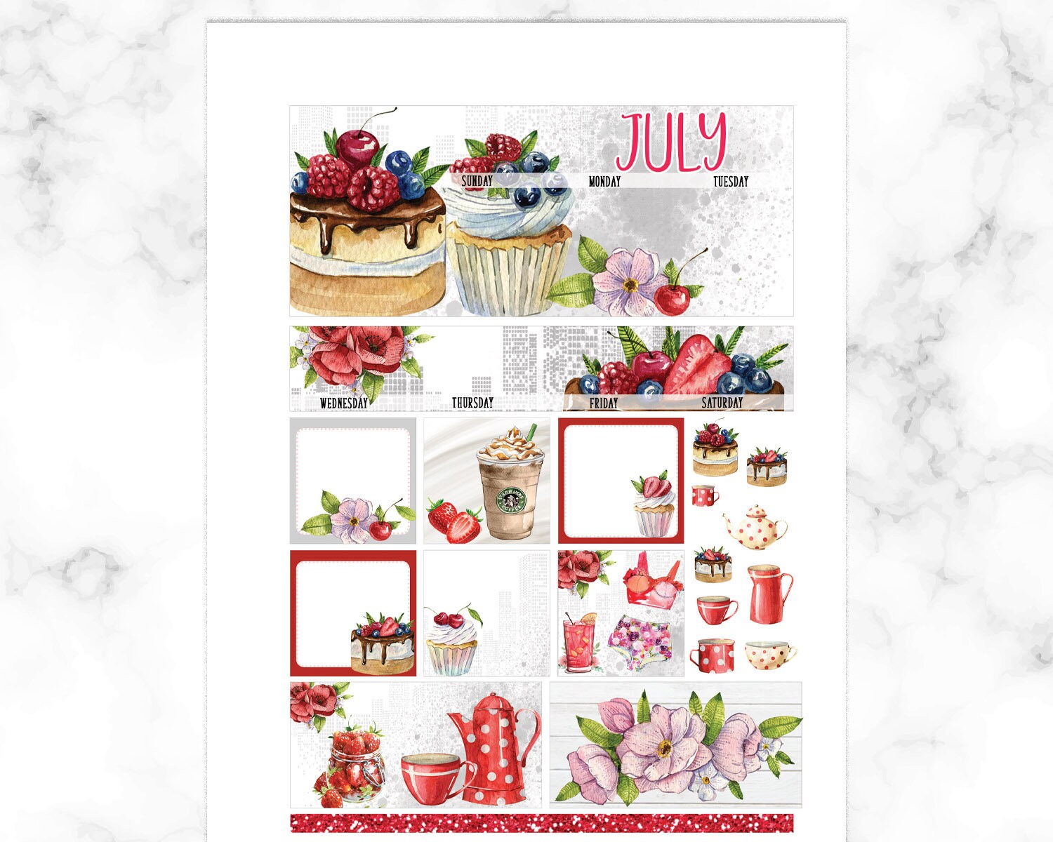 Printable July Monthly Kit for Classic Happy Planner Vertical - Etsy