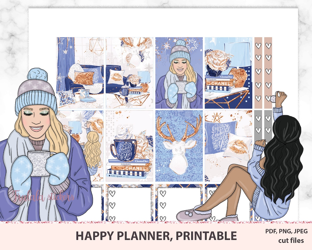 Winter Vibes Happy Planner Printable Planner Sticker Kit, Watercolor ...