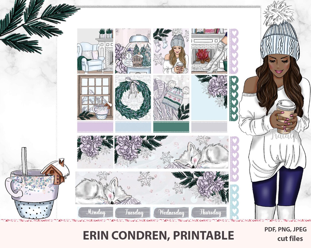 Winter Planner Sticker Kit for Erin Condren Vertical, Fashion Girl ...