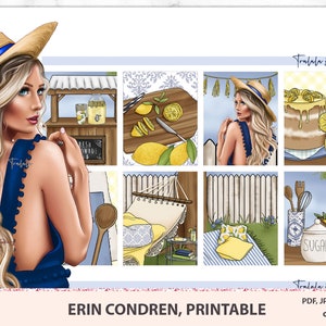 Printable Planner Stickers, SUmmer stickers, Erin Condren Weekly planner sticker kit, Instant Download, Lemonade Kit, Planner printables