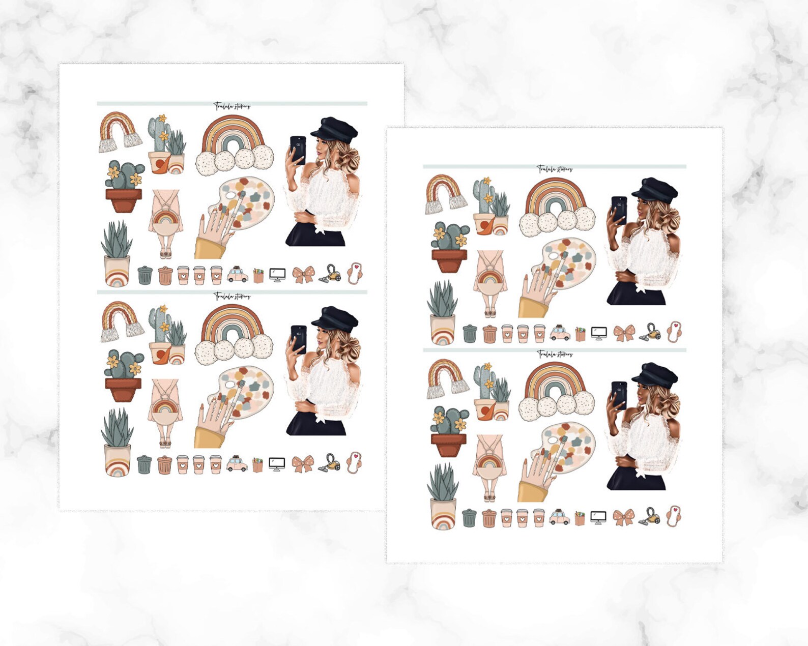 Rainbows Stickers Printable, Neutral Colors Stickers, Fashion Girls ...