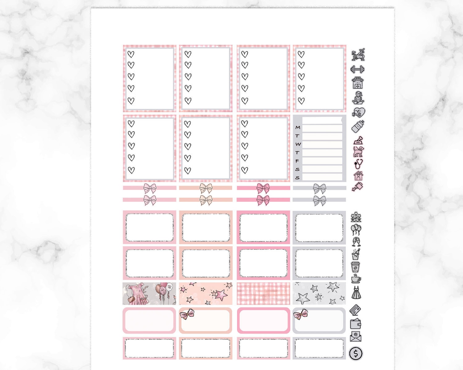 Party Erin Condren Prinable Planner Stickers ECLP Weekly Kit | Etsy
