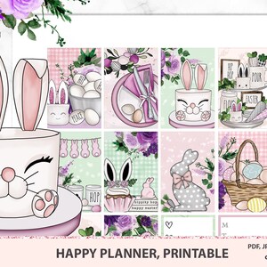 Purple EASTER planner stickers printable, MAMBI sticker kit, weekly set for vertical planner, Happy planner kit, Silhouette, Cricut