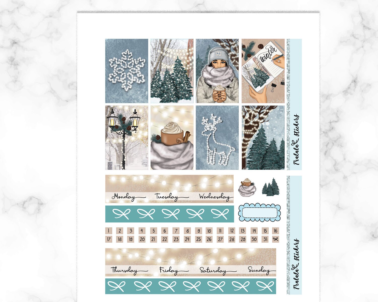 Winter Season Happy Planner Printable Planner Sticker Kit, Watercolor ...