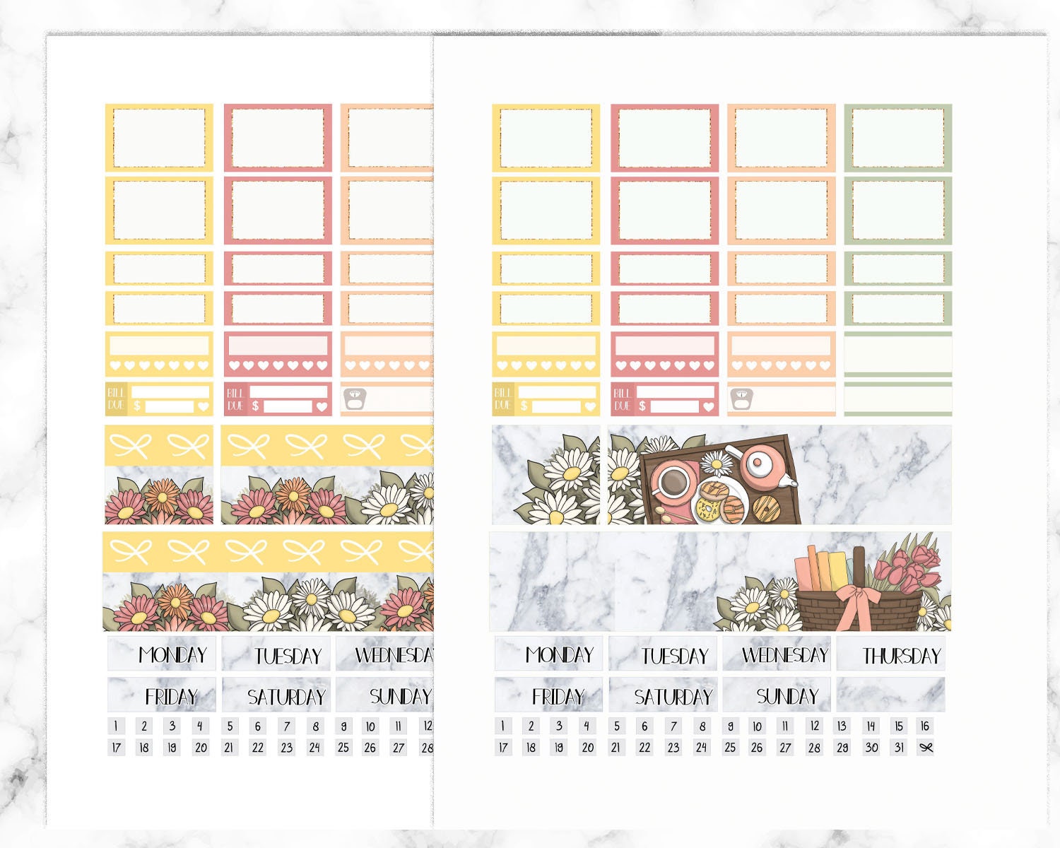 Spring Printable Planner Stickers for Erin Condren Planner, Floral ...