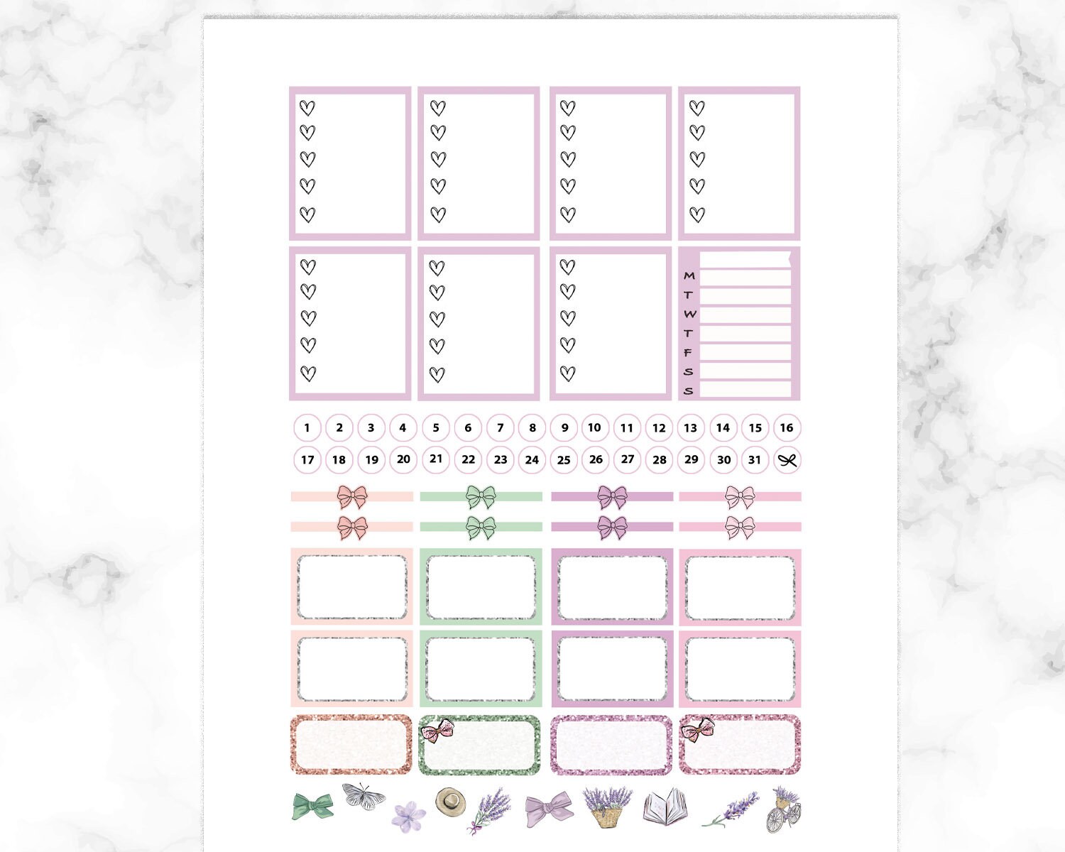 Lavender Fields Printable Planner Stickers Erin Condren Sticker Kit ...