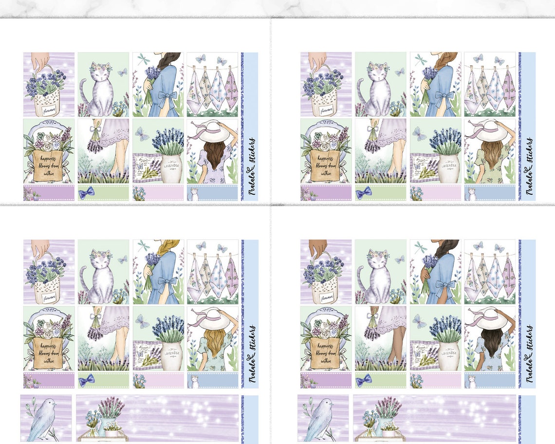 Lavender Bloom Printable Planner Stickers Erin Condren Kit | Etsy
