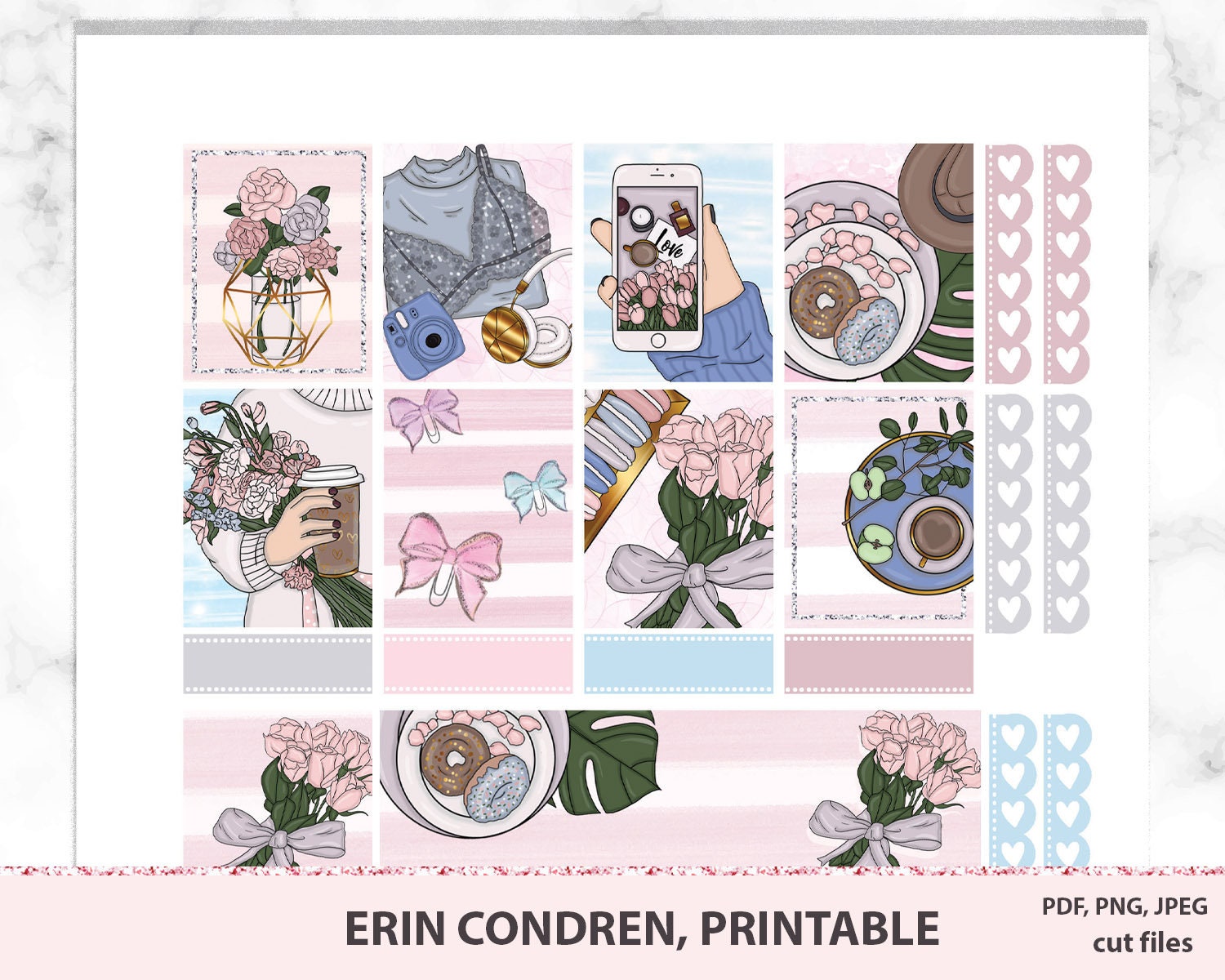 Blogger Style Erin Condren Printable Planner Stickers | Etsy