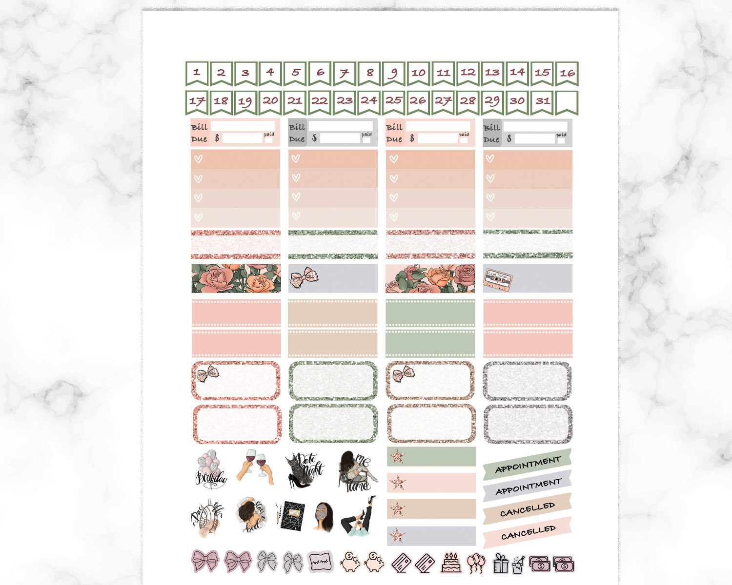 Printable March Monthly Kit Erin Condren ECLP Monthly View | Etsy