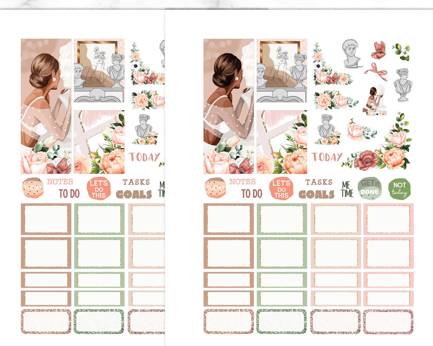 Floral Printable Stickers Erin Condren Vertical Set Spring - Etsy