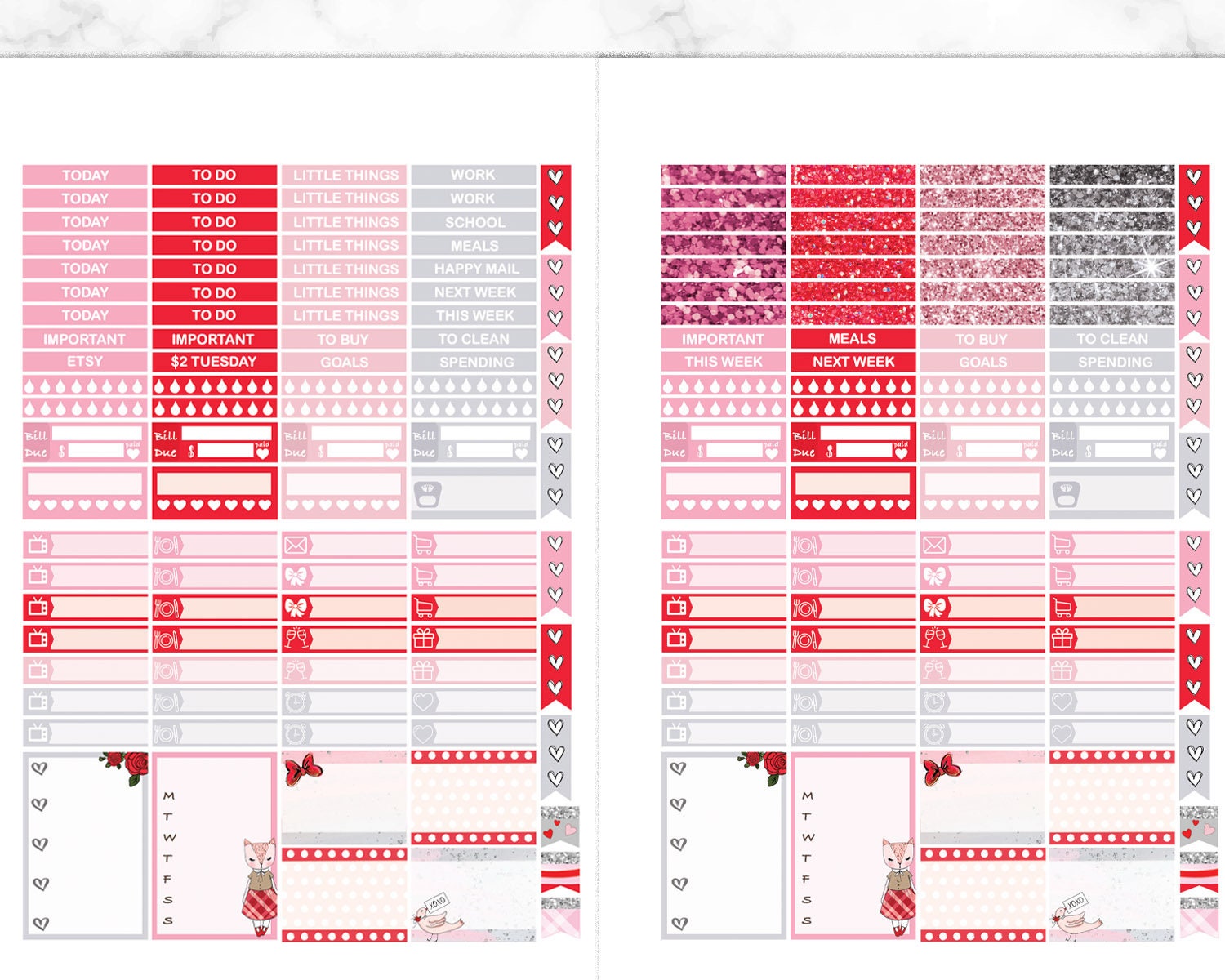 VALENTINES DAY PRINTABLE Planner Stickers Happy Planner | Etsy