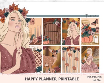 Happy Planner Printable Stickers, AUTUMN Sticker kit, Weekly Planner Stickers, Planner printables, Once upon a fall, Cricut Silhouette PNG