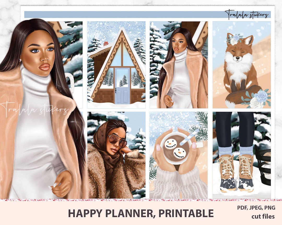 Watercolor Winter Holiday Happy Planner Printable Kit, Pink Pastel ...