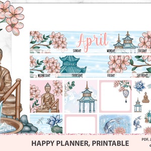 April Monthly Kit for Happy planner, April monthly, printable monthly kit, Silhouette cut files, March monthly kit printable, monthly view