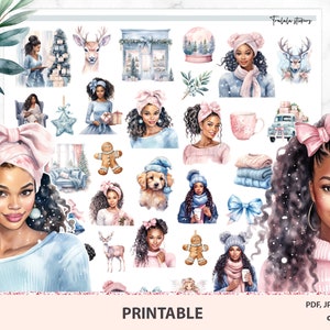 Printable Planner Sticker für Bullet Journal Happy Planner Weekly Sticker Kit Erin Condren Winter Spread Holidays Xmas stikers