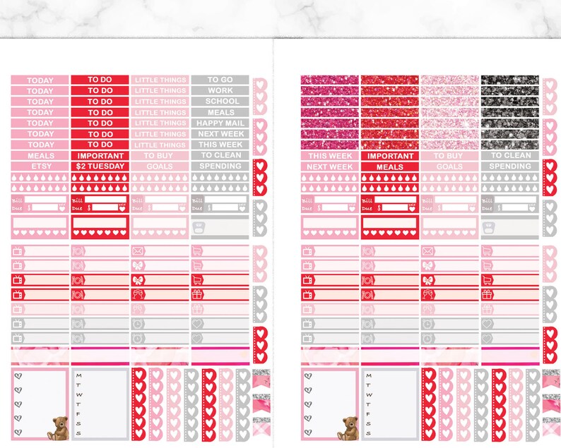 Printable Erin Condren Weekly Planner Kit, Valentines Day, DIY Planner ...