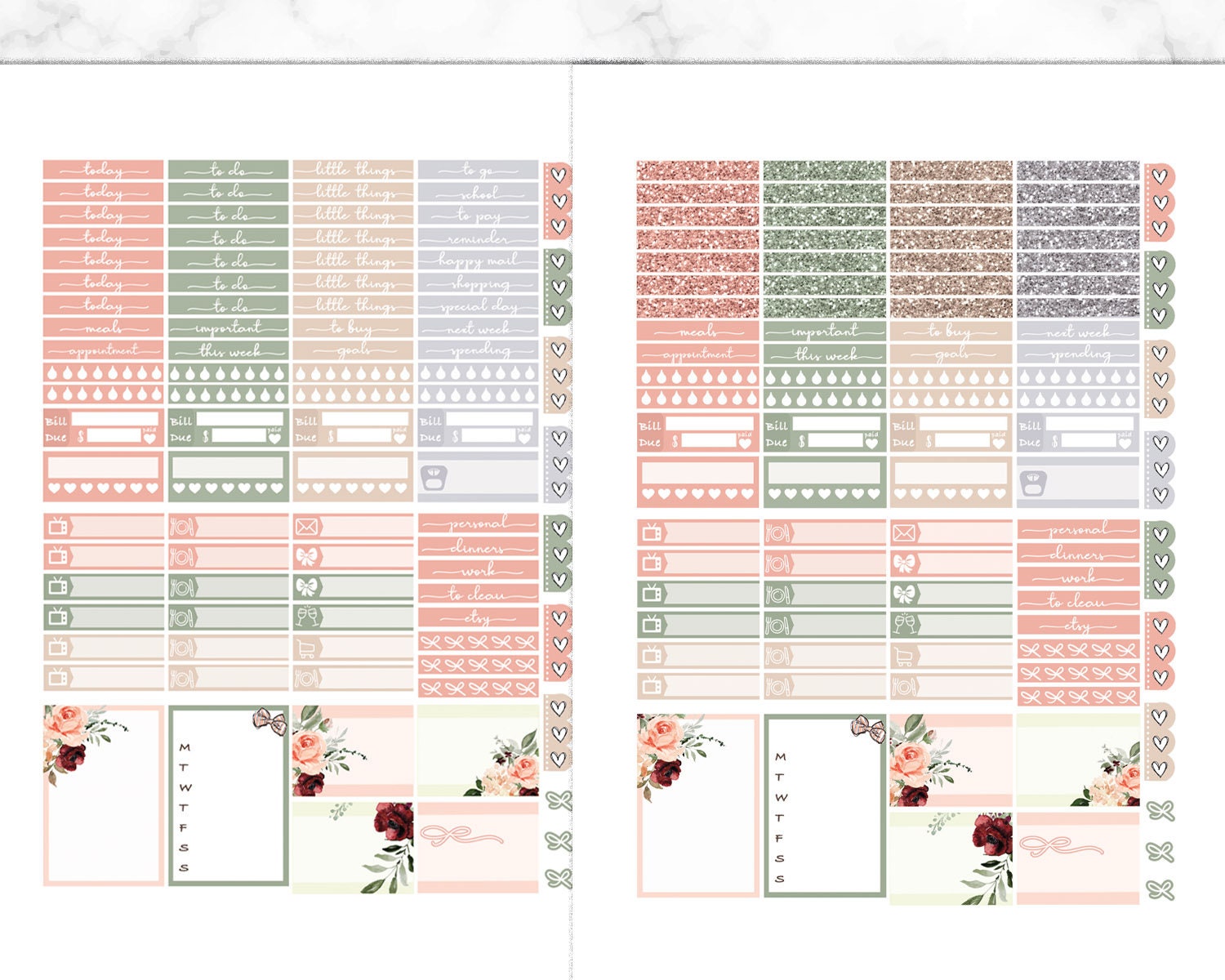 Boho Happy Planner Printable Stickers Floral Sticker Kit - Etsy