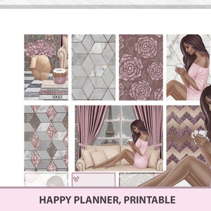 Kit de pegatinas imprimibles de día perezoso para Happy Planner Classic, kit de planificador vertical, pegatinas de clima frío con cajas de brillo y cabezales