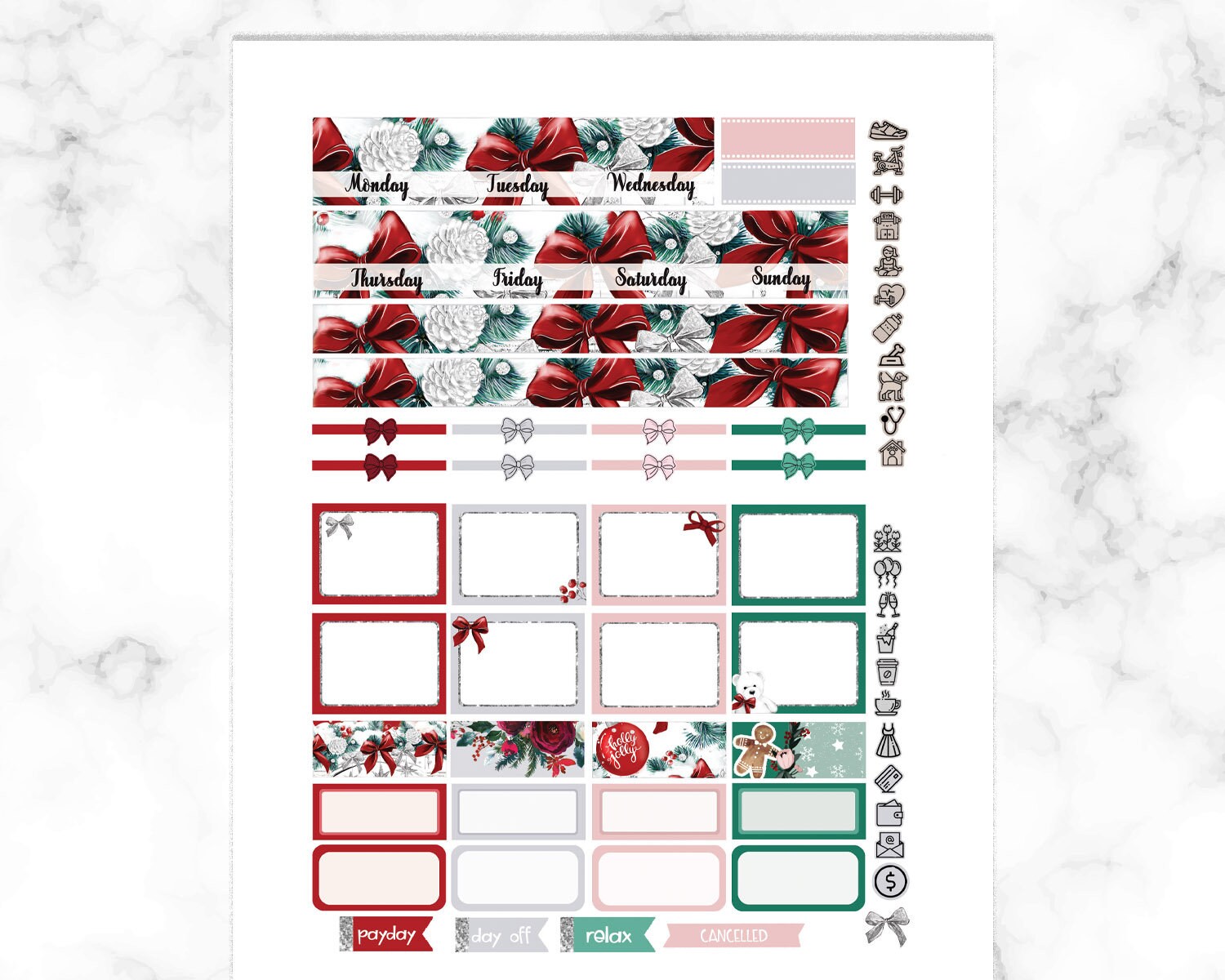 Christmas Vibes Printable Happy Planner Stickers MAMBI Weekly Kit for ...