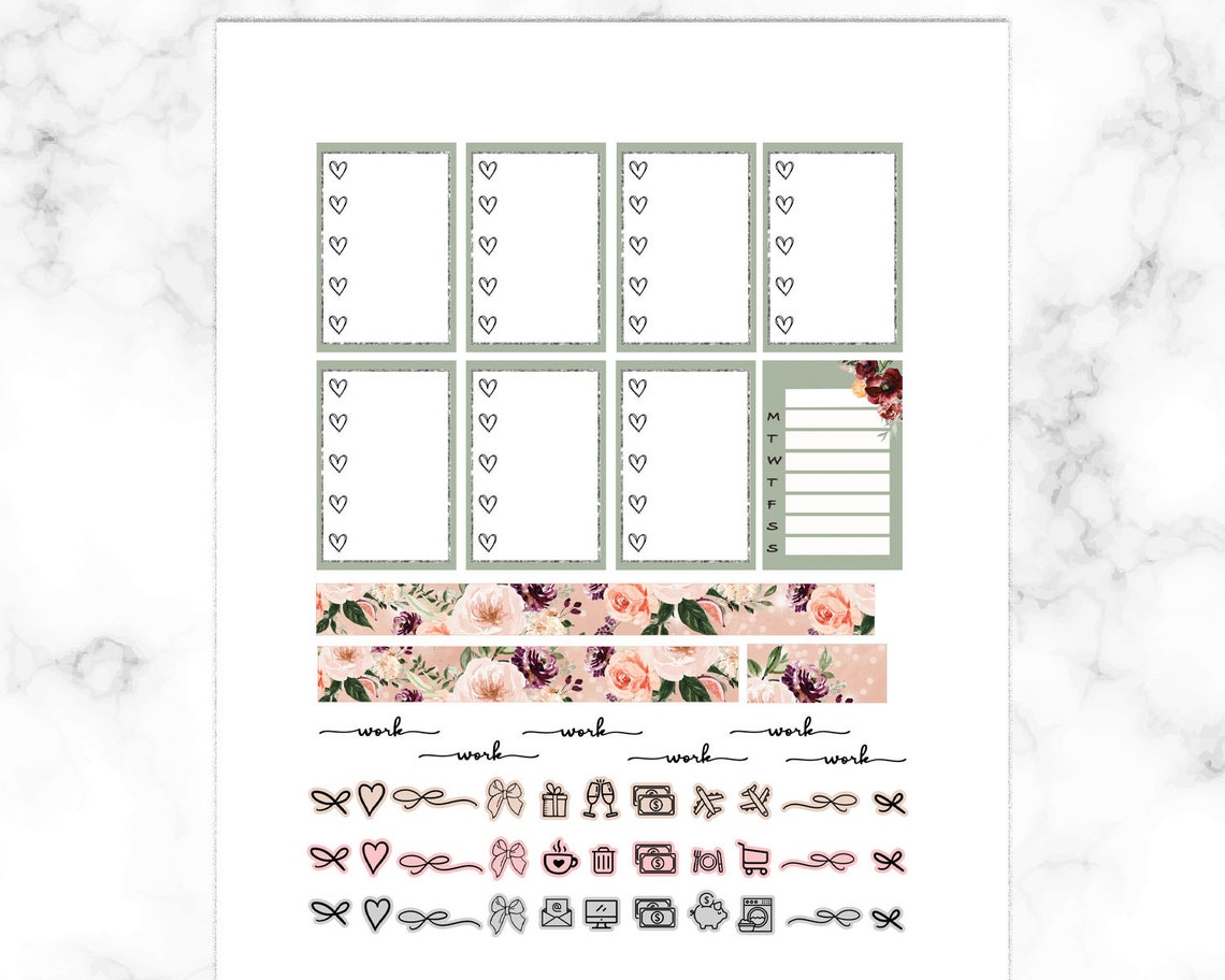 Boho Happy Planner Printable Stickers Floral Sticker Kit - Etsy