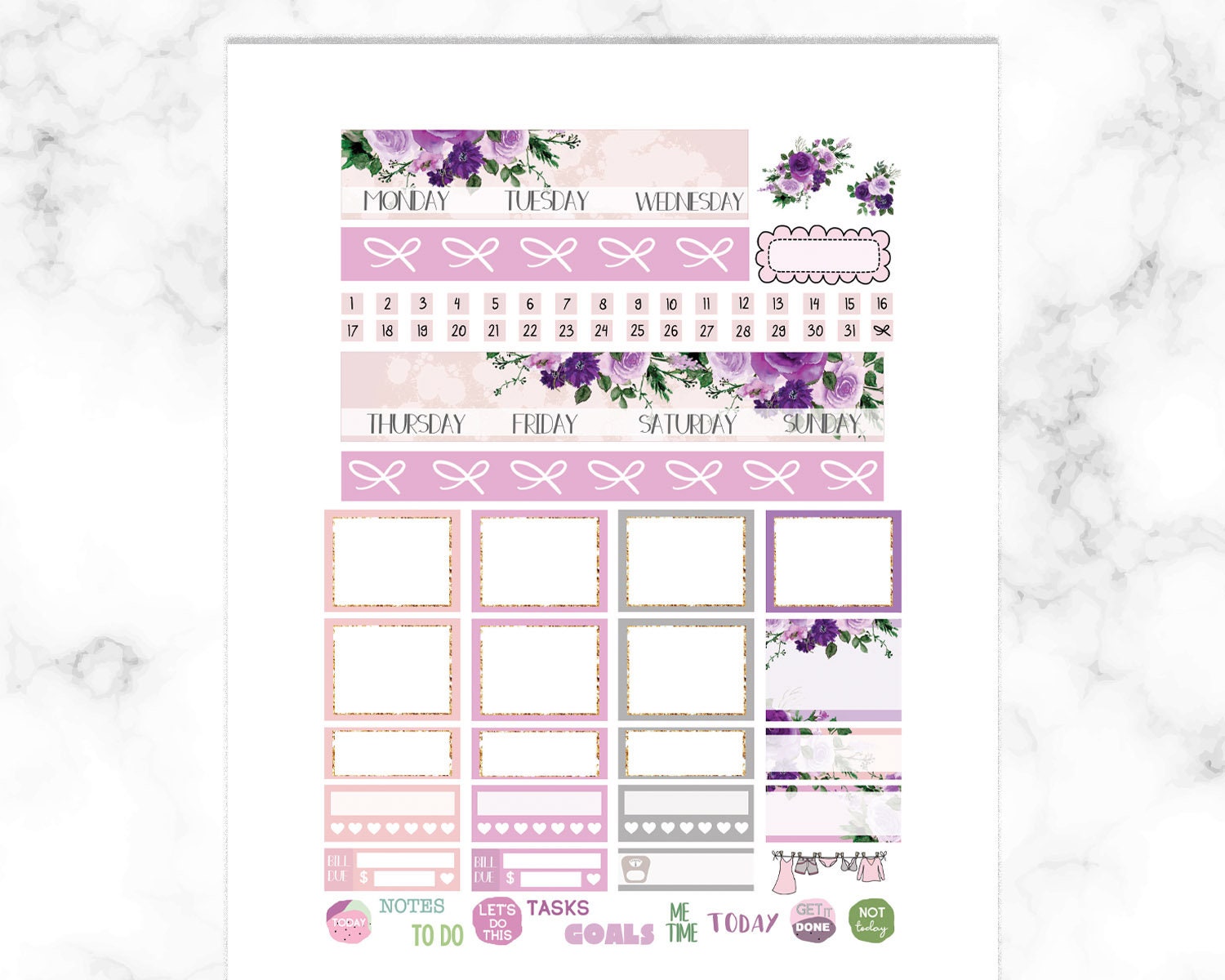 Purple EASTER Planner Stickers Printable MAMBI Sticker Kit - Etsy