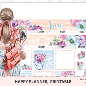 Juni druckbare monatliche Kit, Mai monatlich, glücklicher Planer, MAMBI-Deco, monatliches Aufkleber-Kit zum Ausdrucken, Silhouette Schnittdateien, Cricut PNG, April