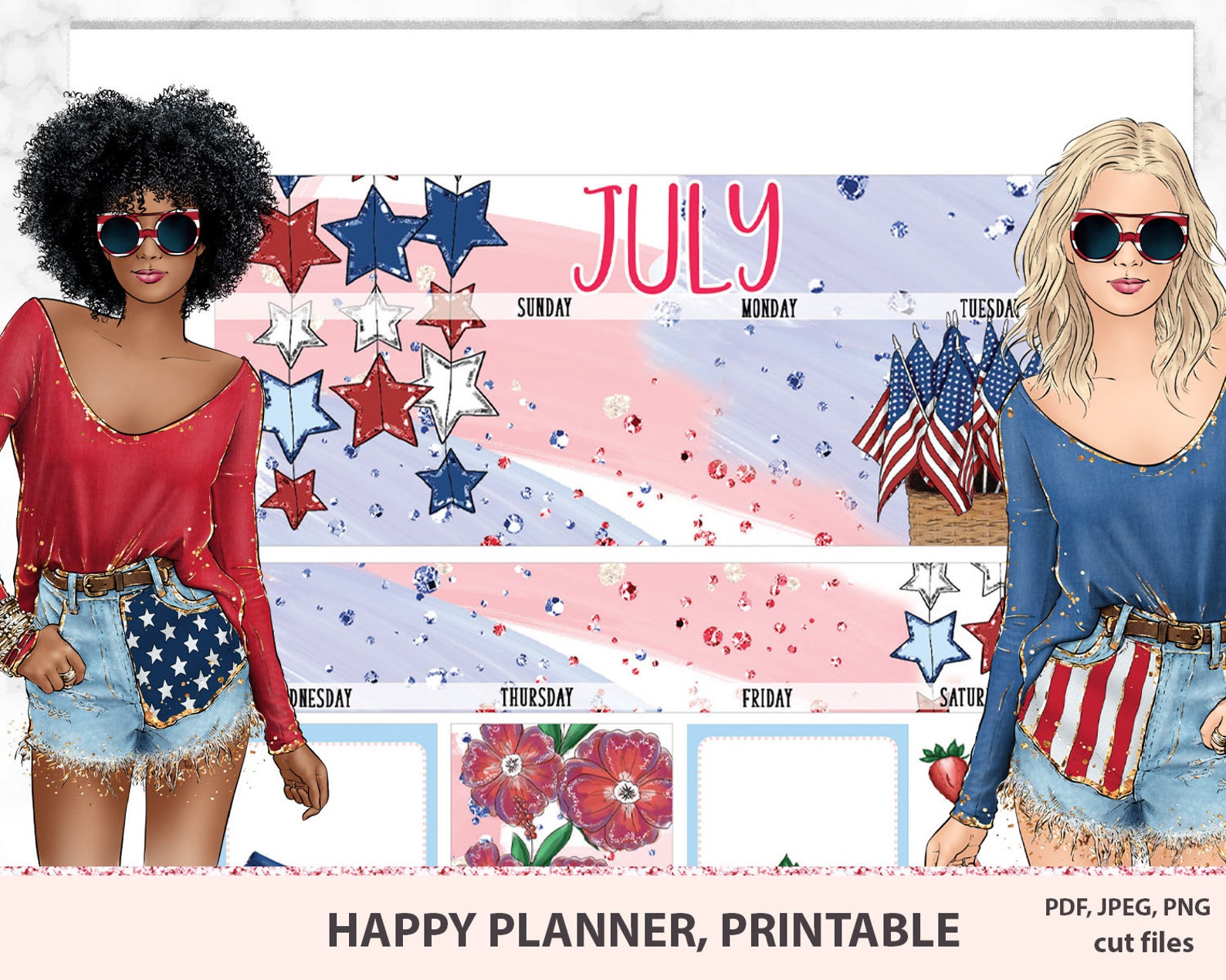 JULY HAPPY PLANNER Monthly Printable Kit Printable Monthly - Etsy