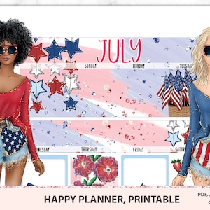 JULY HAPPY PLANNER Monthly Printable Kit, Printable Monthly Kit for ...