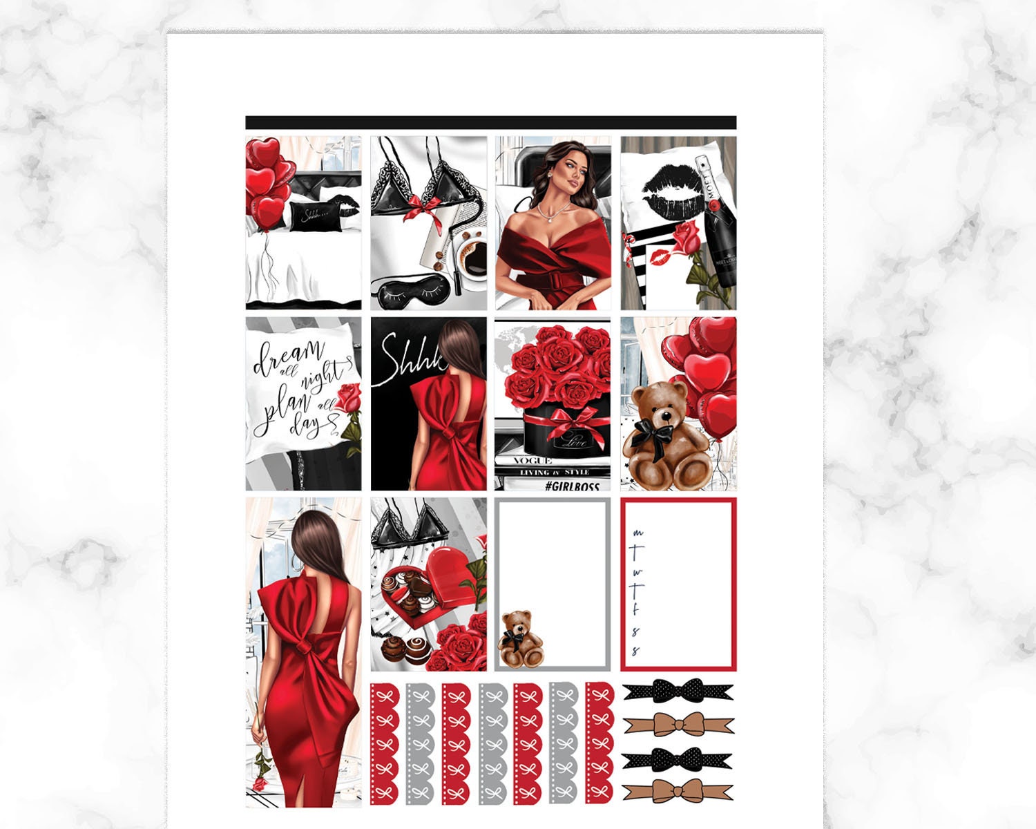 Valentines Day Happy Planner Printable Kit Weekly Vertical - Etsy