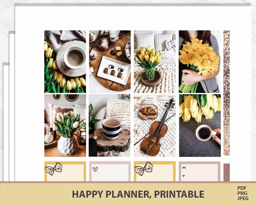 SPRING FLOWERS Classic Happy Planner Printable Stickers, MAMBI Weekly ...