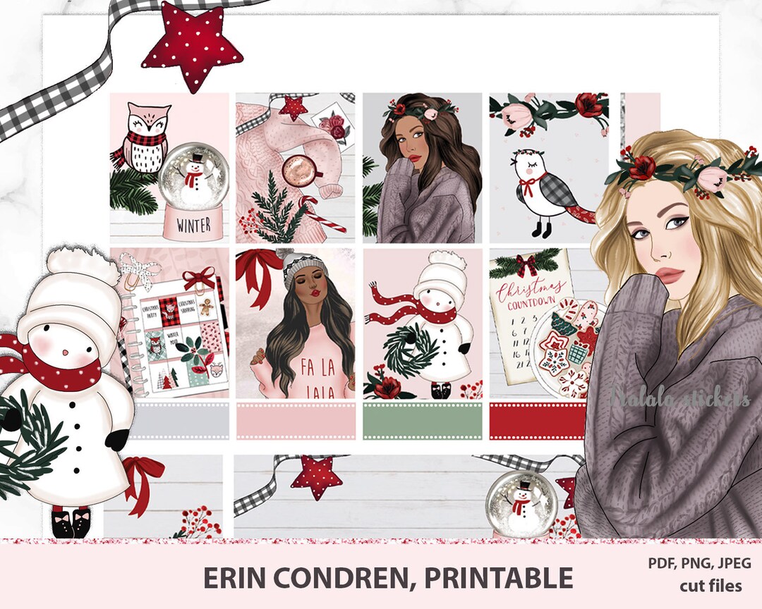 CHRISTMAS Planner Stickers Kit Printable Erin Condren Weekly Kit With ...